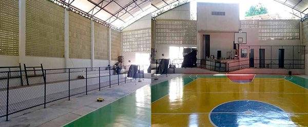 Área interna da quadra de esportes de Araguaya