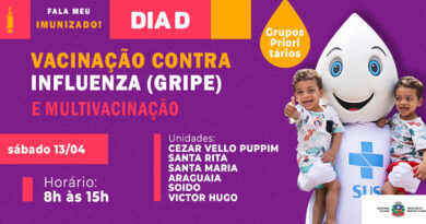 Dia “D” da 26° Campanha Nacional de Vacinação contra a Gripe Influenza acontece no próximo sábado (13)