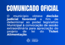 O municipio obteve decisão judicial favorável a fim de determinar ao poder legislativo Municipal à convocação de sessão extraordinária para apreciação do projeto de lei do Ticket Alimentação.